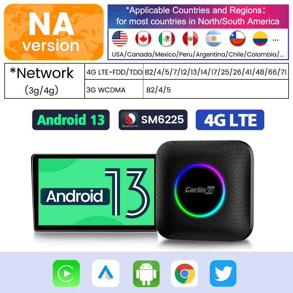 Carlinkit Android 13 Car TV Box LED Android Auto CarPlay Wireless Adapter SM6225 8-Core IPTV Netfilx Play Video CarPlay Ai Box - Image 3