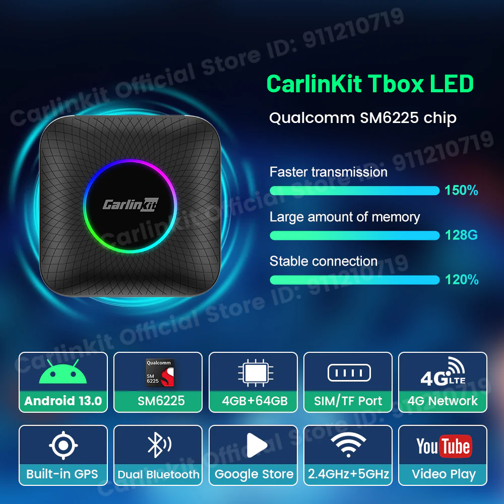 Carlinkit Android 13 Car TV Box LED Android Auto CarPlay Wireless Adapter SM6225 8-Core IPTV Netfilx Play Video CarPlay Ai Box - Image 6