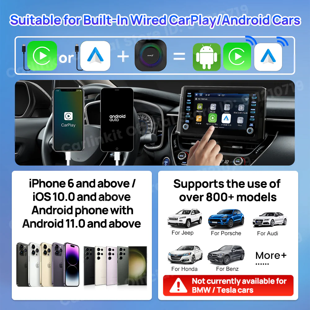 2024 Carlinkit Ai Box S2C LED Android Wireless Carplay adapter Android 13 Qualcomm 6115 8-cores 64G Smart Tv Box For Netflix IPTV - Image 3