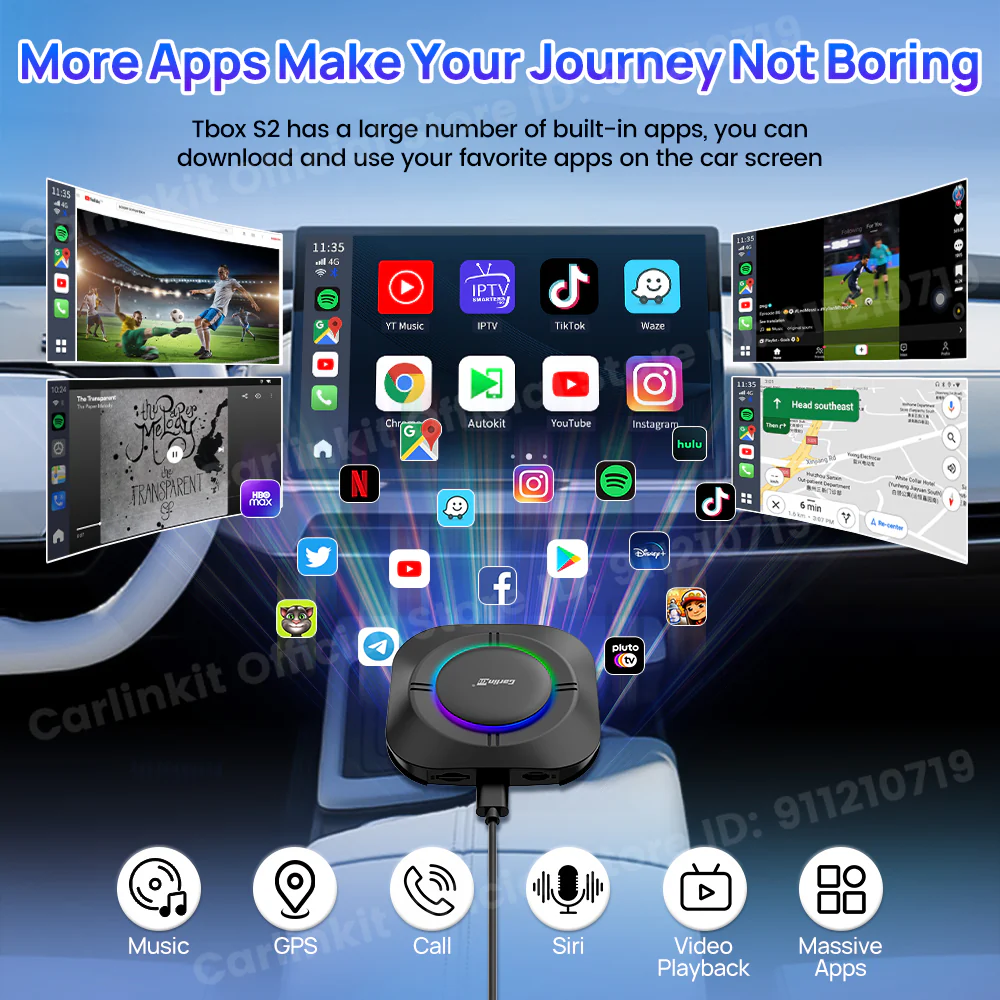 2024 Carlinkit Ai Box S2C LED Android Wireless Carplay adapter Android 13 Qualcomm 6115 8-cores 64G Smart Tv Box For Netflix IPTV - Image 4