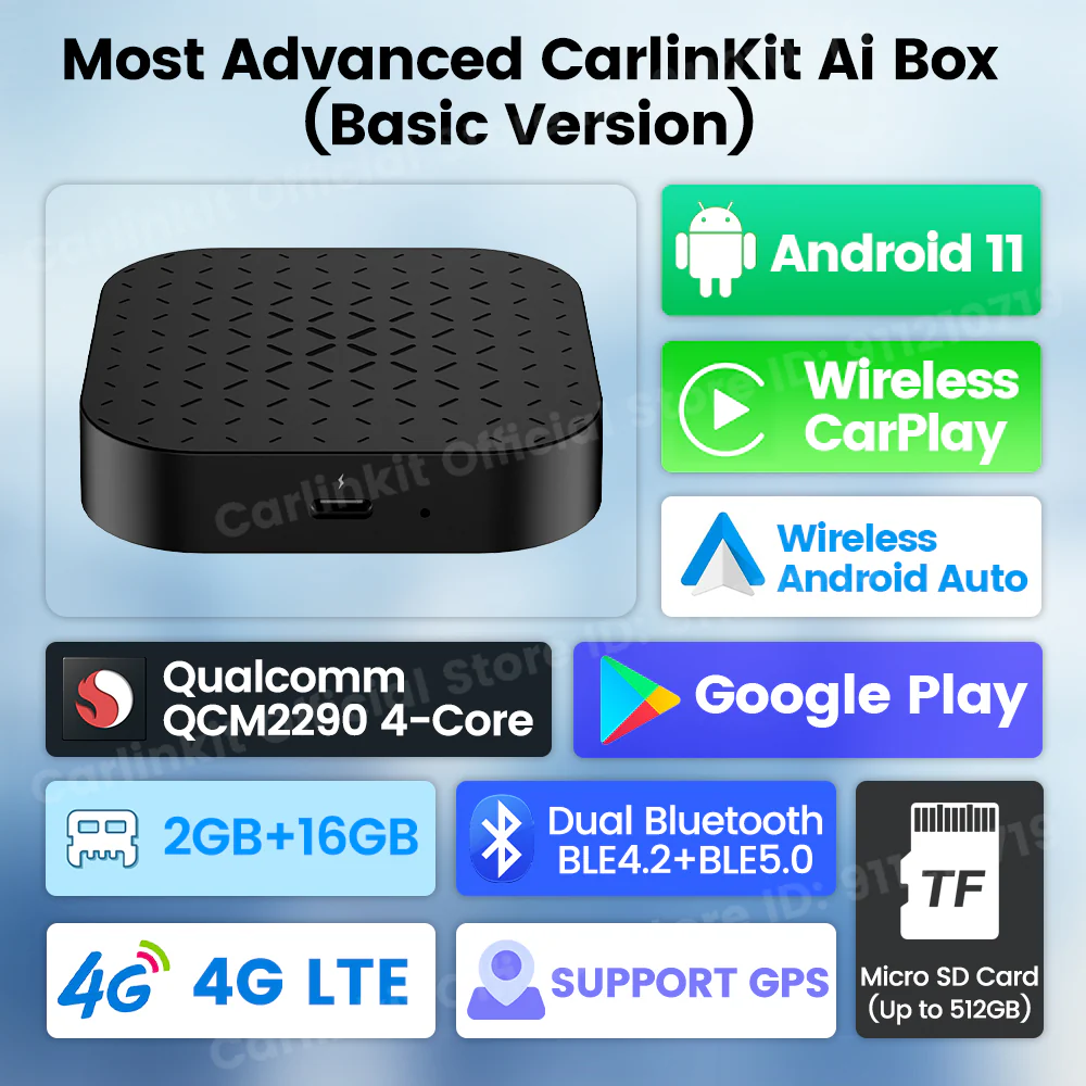 Android 11 Carlinkit Tbox Basic Netflix Ai Box Wireless Android Auto CarPlay QCM 2290 4-Cores 2G+16G  For YouTube IPTV - Image 4