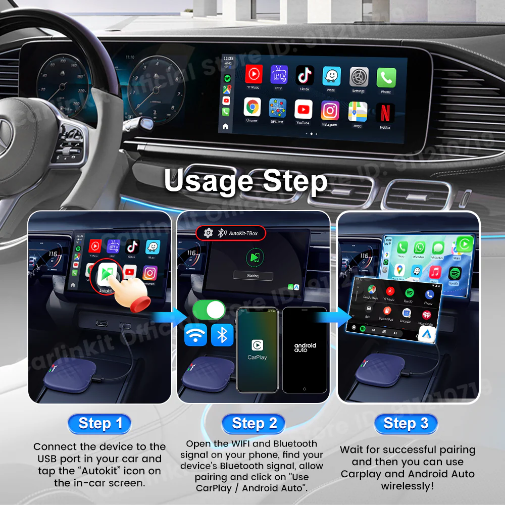 CarlinKit Android 13 Carplay Ai Box 4G+64G 8 Core Wireless Android Auto Apple Carplay Multimedia Smart Ai Box - Image 4