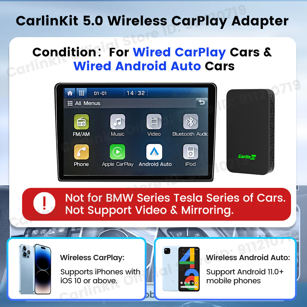 Carlinkit 5.0 2Air Wireless CarPlay Android Auto Wireless Box Two-Dual Adapter 2-Channel Work Waze Spotify 5.8Ghz WiFi BT Siri GPS Auto - Image 3