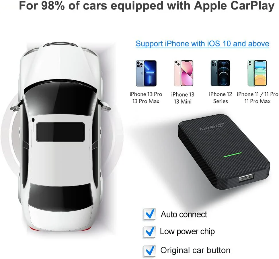 Carlinkit 3.0 Apple CarPlay Wireless Dongle Activator For Audi Benz Mazda Porsche Volkswagen Volvo Ford Citroen Honda Nissan Toyota Car MP4 MP5 Play Carbon Fiber Shell - Image 7