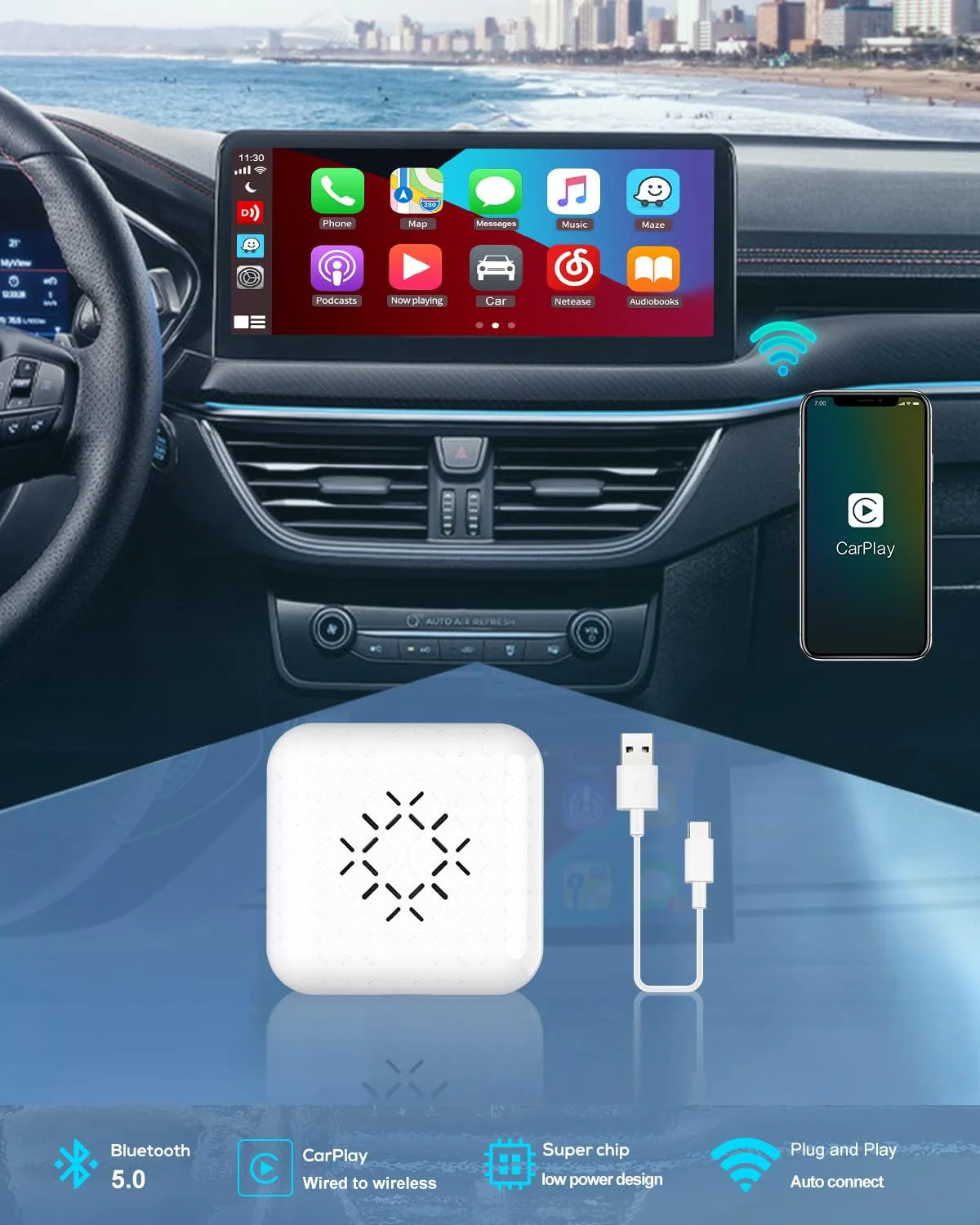 Carlinkit 3.0 MINI Wireless CarPlay Box Bluetooth Auto for Original car wired to wireless CarPlay Support 98% of Car models - Image 5