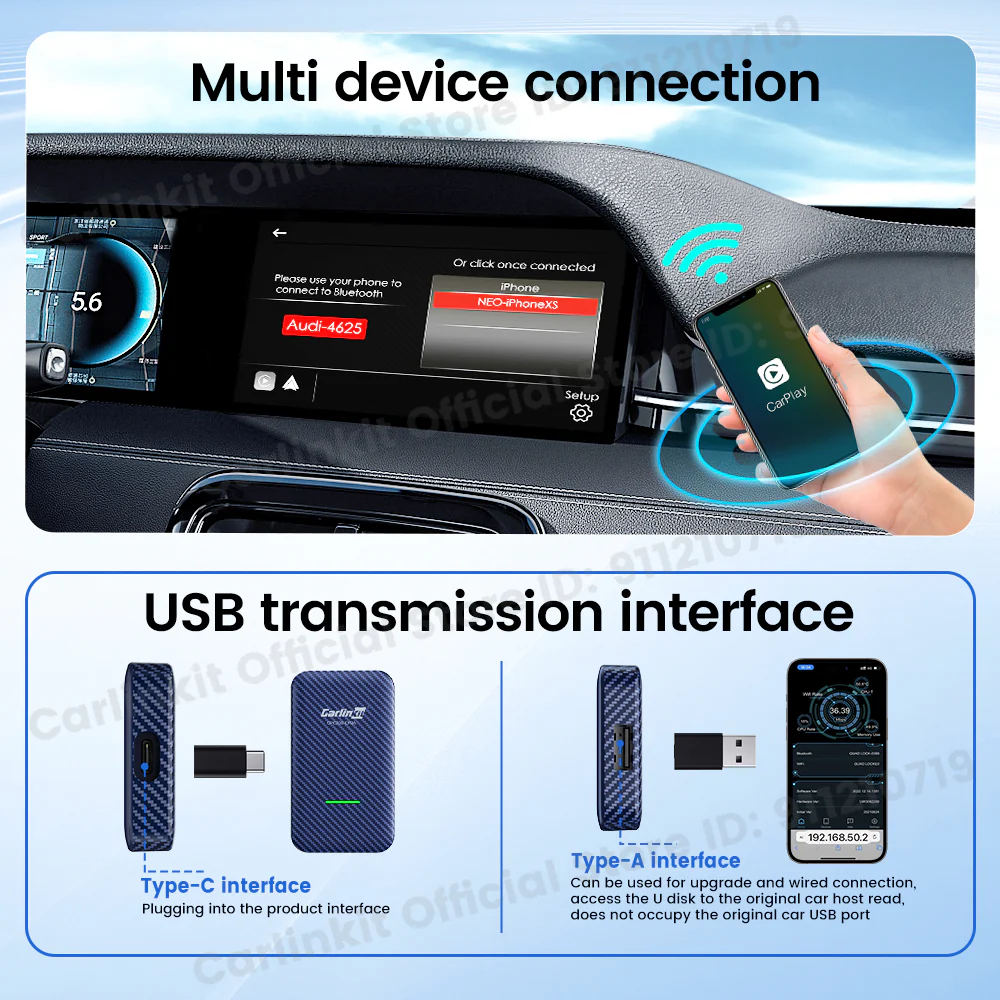Carlinkit 4.0 CPC200-CP2A wired to wireless CarPlay carbon fibre shell 5G wifi bluetooth wireless android auto for factory wired CarPlay car models - Image 4