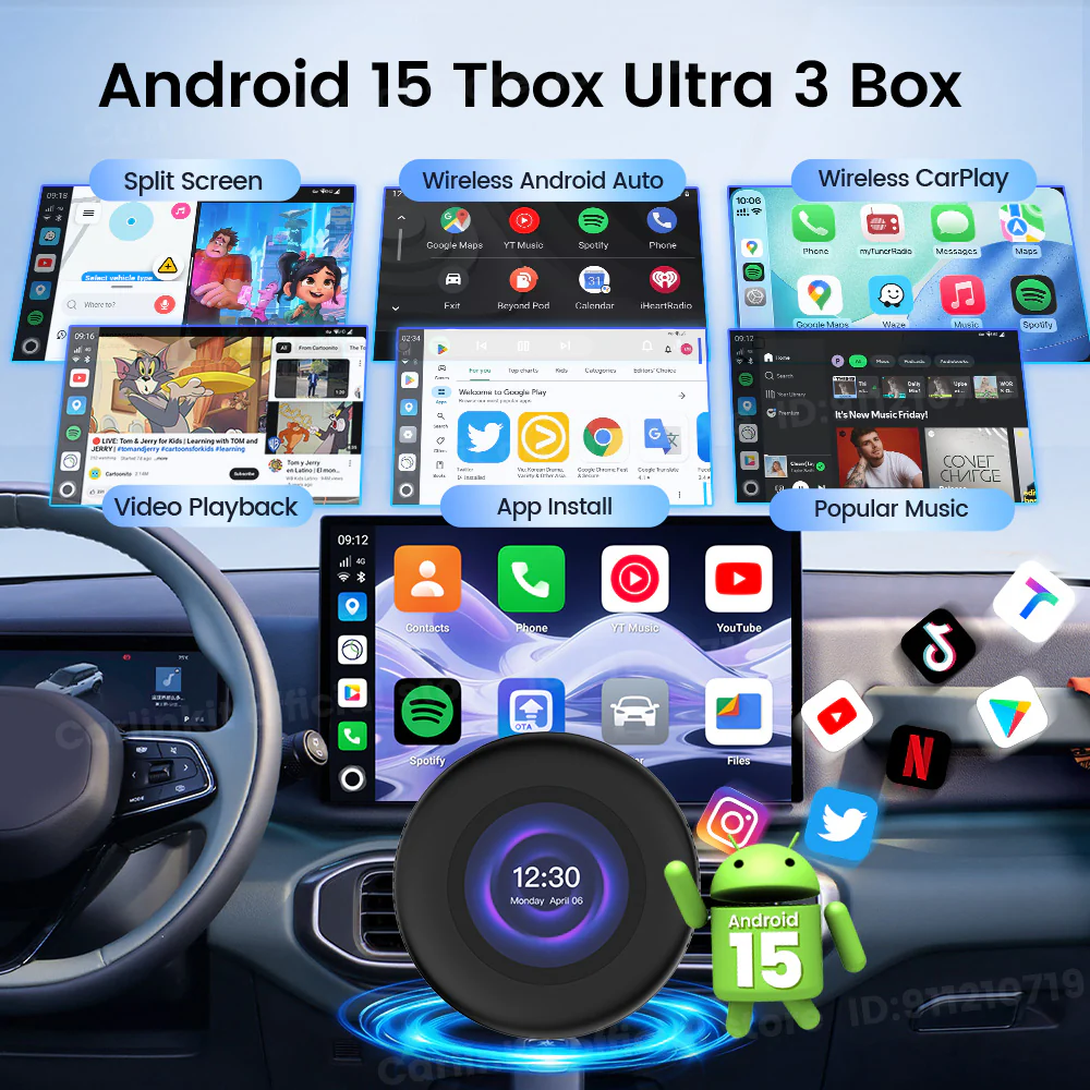 Carlinkit 5G LTE Tbox Ultra 3 Android Tv Box Android 15 Wireless Carplay Adapter QCM6350 Smart Car Ai Box Carplay For Netflix Youtube - Image 6
