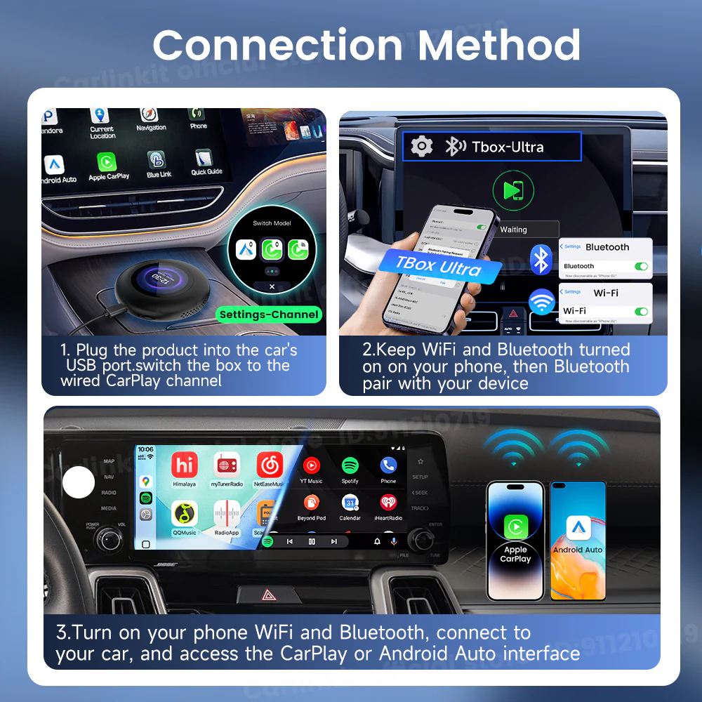 Carlinkit 5G LTE Tbox Ultra 3 Android Tv Box Android 15 Wireless Carplay Adapter QCM6350 Smart Car Ai Box Carplay For Netflix Youtube - Image 7