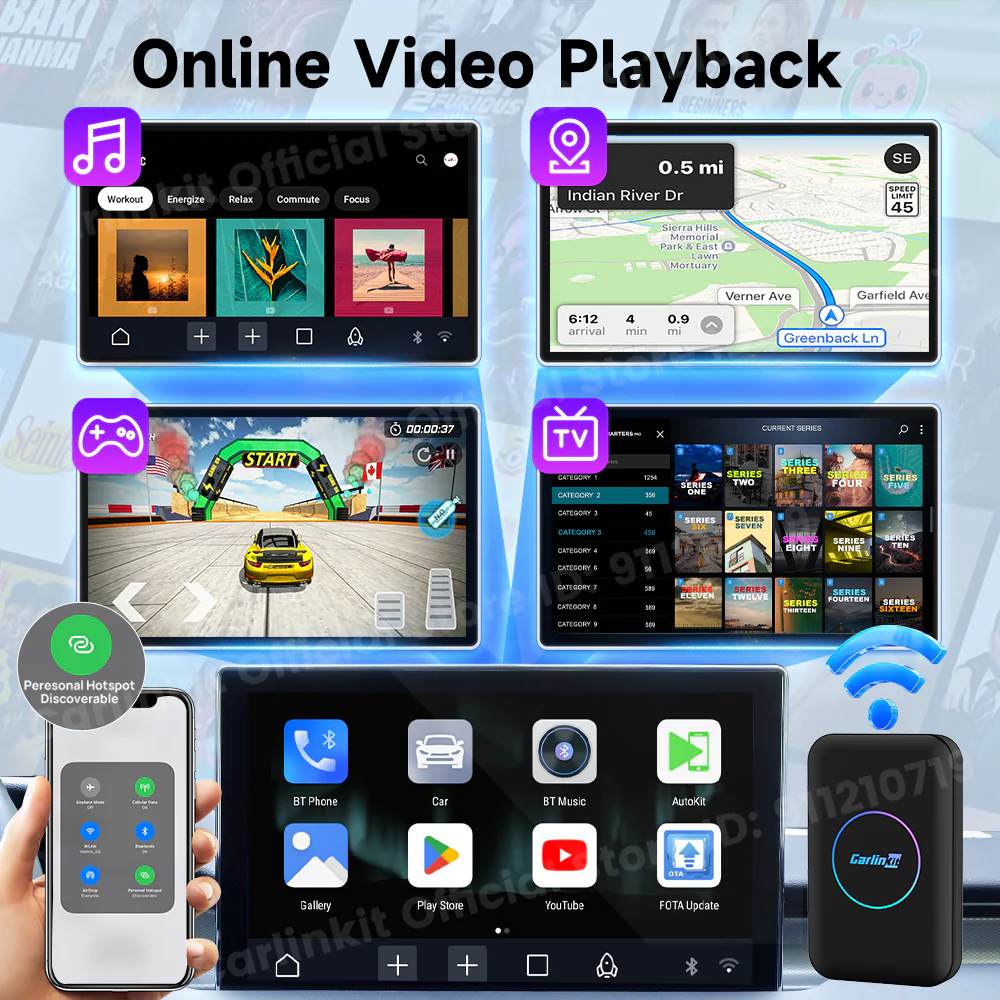 CarlinKit Android Ai Box Wireless Adatper Lite S Wireless Dongle CarPlay Android auto for IPTV Youtube Netfilx Spotify HD Output - Image 5
