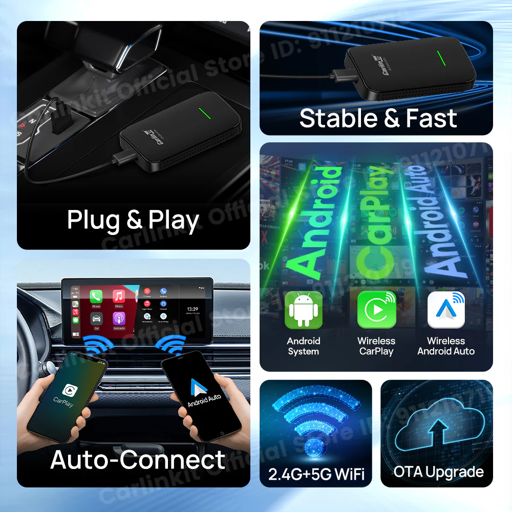 Carlinkit CP2A Pro Android TV Box &Wireless Android Auto & CarPlay 3-In-1 Adapter Wireless Auto Connect For Netflix Smart Ai Box - Image 3