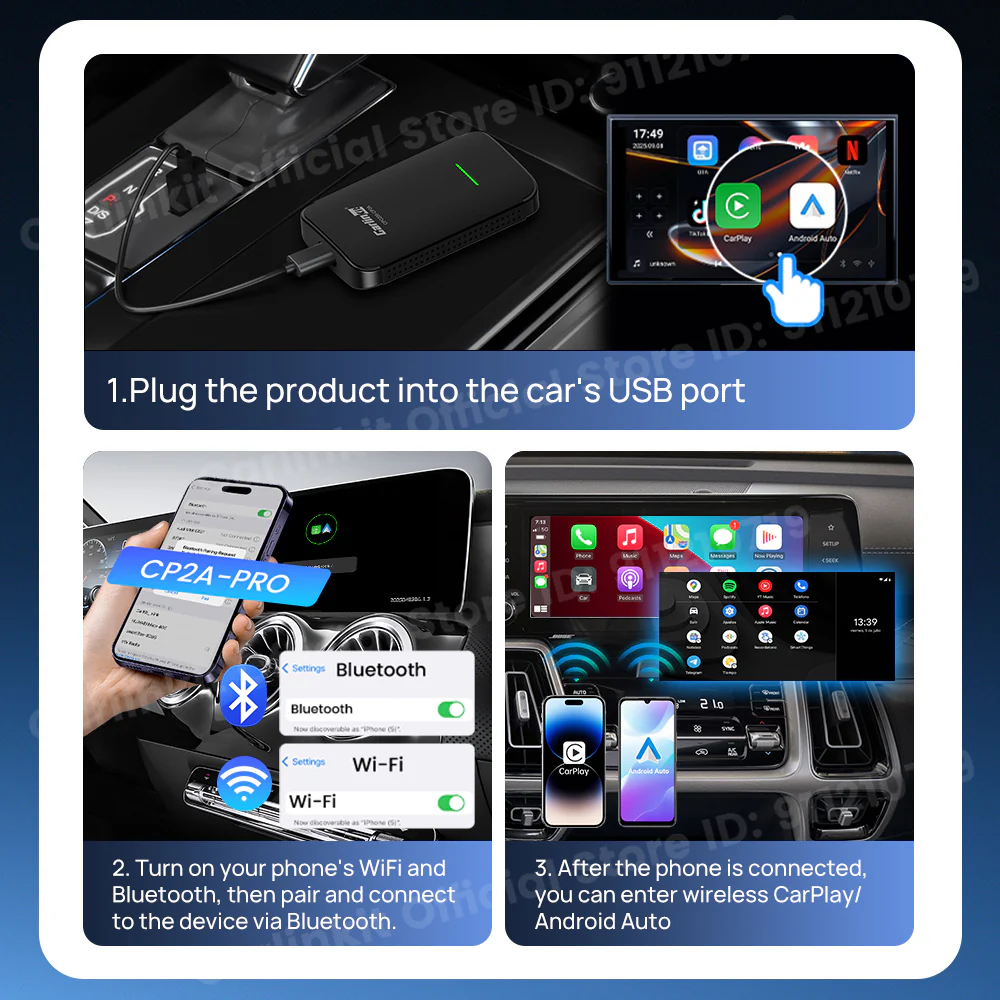 Carlinkit CP2A Pro Android TV Box &Wireless Android Auto & CarPlay 3-In-1 Adapter Wireless Auto Connect For Netflix Smart Ai Box - Image 6