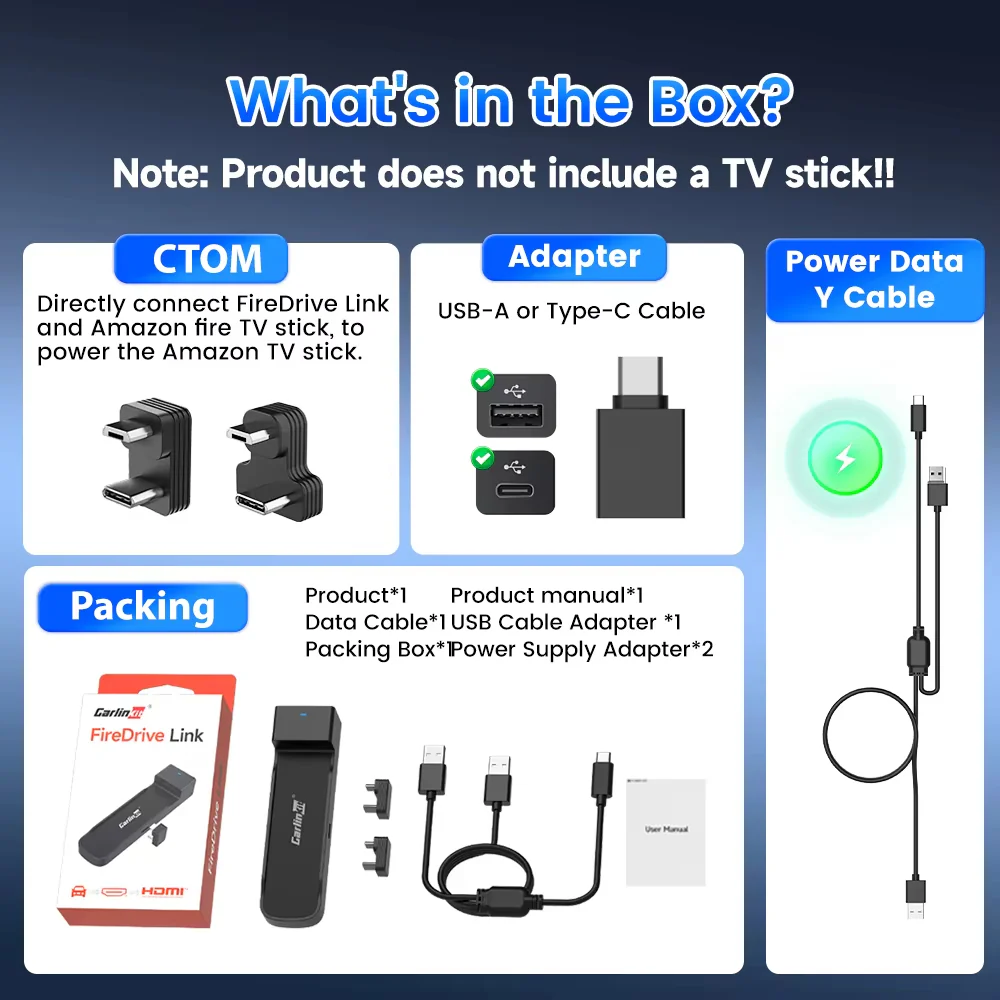 Carlinkit Support Fire TV Stick Specifically designed for Amazon Fire TV Stick Enjoy Streaming in Your Car Wired CarPlay to HDMI - Image 2