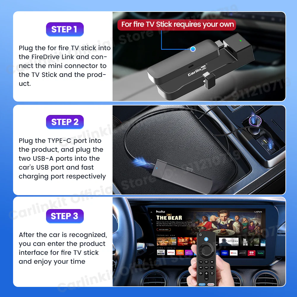 Carlinkit Support Fire TV Stick Specifically designed for Amazon Fire TV Stick Enjoy Streaming in Your Car Wired CarPlay to HDMI - Image 6