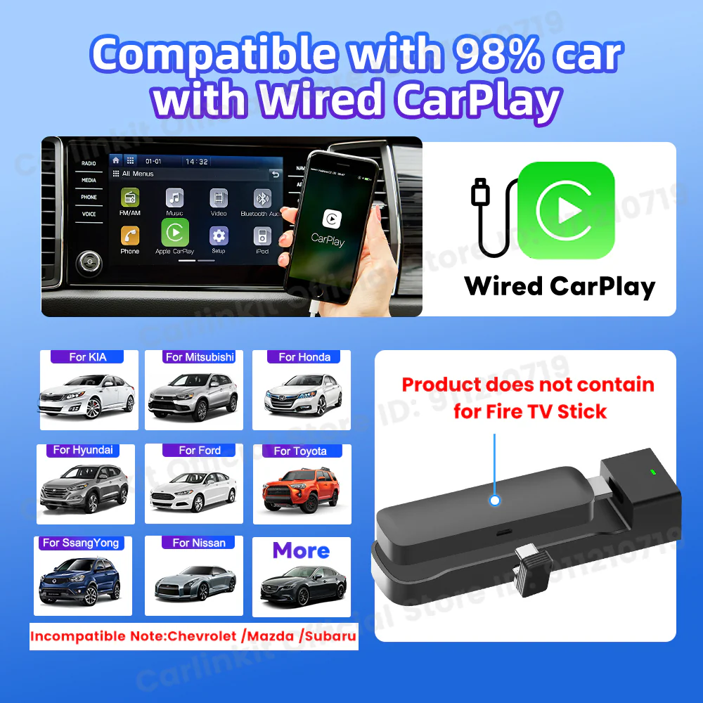 Carlinkit Support Fire TV Stick Specifically designed for Amazon Fire TV Stick Enjoy Streaming in Your Car Wired CarPlay to HDMI - Image 7