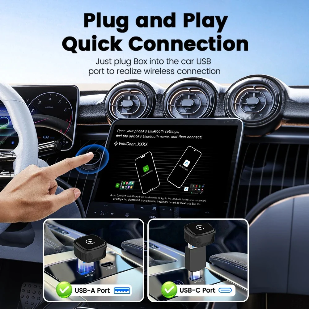 CarlinKit Mini Ultra 4 Wireless Adapter Wireless CarPlay Android Auto Plug &Play WiFi Bluetooth Auto Connection OTA Upgrade - Image 4