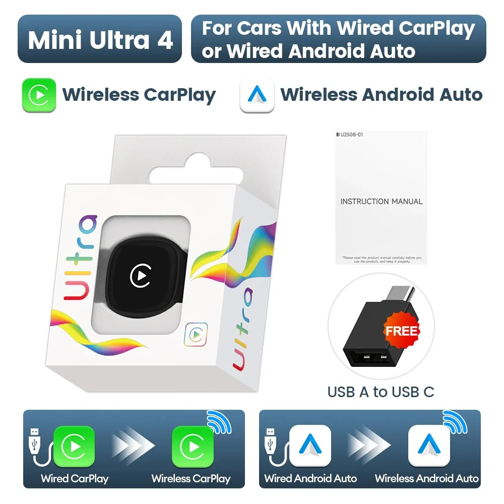 CarlinKit Mini Ultra 4 Wireless Adapter Wireless CarPlay Android Auto Plug &Play WiFi Bluetooth Auto Connection OTA Upgrade - Image 7