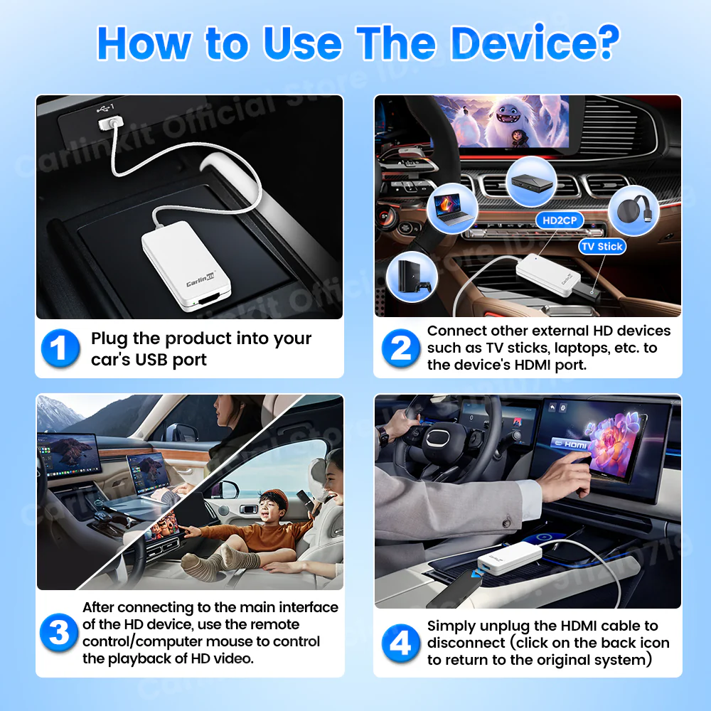 Carlinkit New Smart USB HDMI Adapter-Car 4K HD Output Video Dongle Support TV Streaming Stick Entertainment Watch Movies, Shows, and Live TV in 1080p, 60pfs, Game Consoles,  Laptops - Image 12