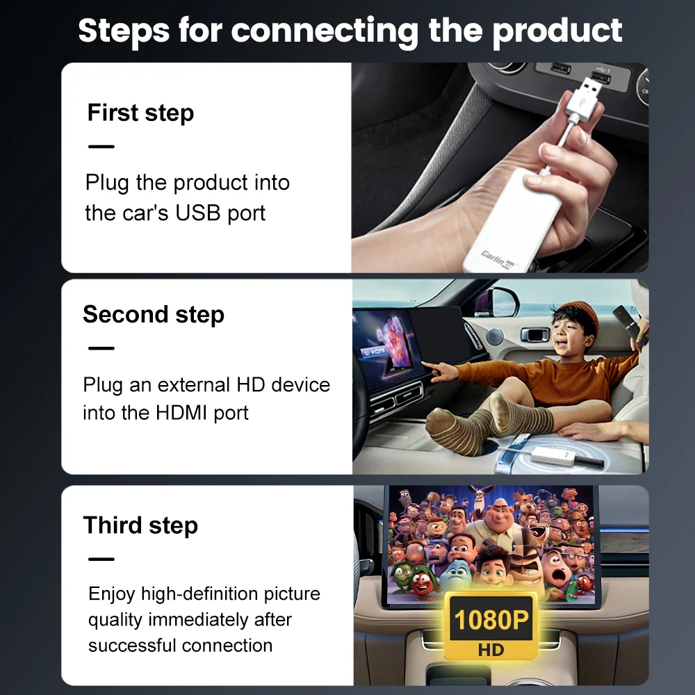 Carlinkit New Smart USB HDMI Adapter-Car 4K HD Output Video Dongle Support TV Streaming Stick Entertainment Watch Movies, Shows, and Live TV in 1080p, 60pfs, Game Consoles,  Laptops - Image 5