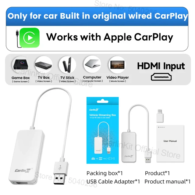 Carlinkit New Smart USB HDMI Adapter-Car 4K HD Output Video Dongle Support TV Streaming Stick Entertainment Watch Movies, Shows, and Live TV in 1080p, 60pfs, Game Consoles,  Laptops - Image 6