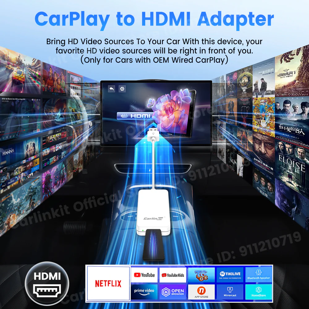 Carlinkit New Smart USB HDMI Adapter-Car 4K HD Output Video Dongle Support TV Streaming Stick Entertainment Watch Movies, Shows, and Live TV in 1080p, 60pfs, Game Consoles,  Laptops - Image 7