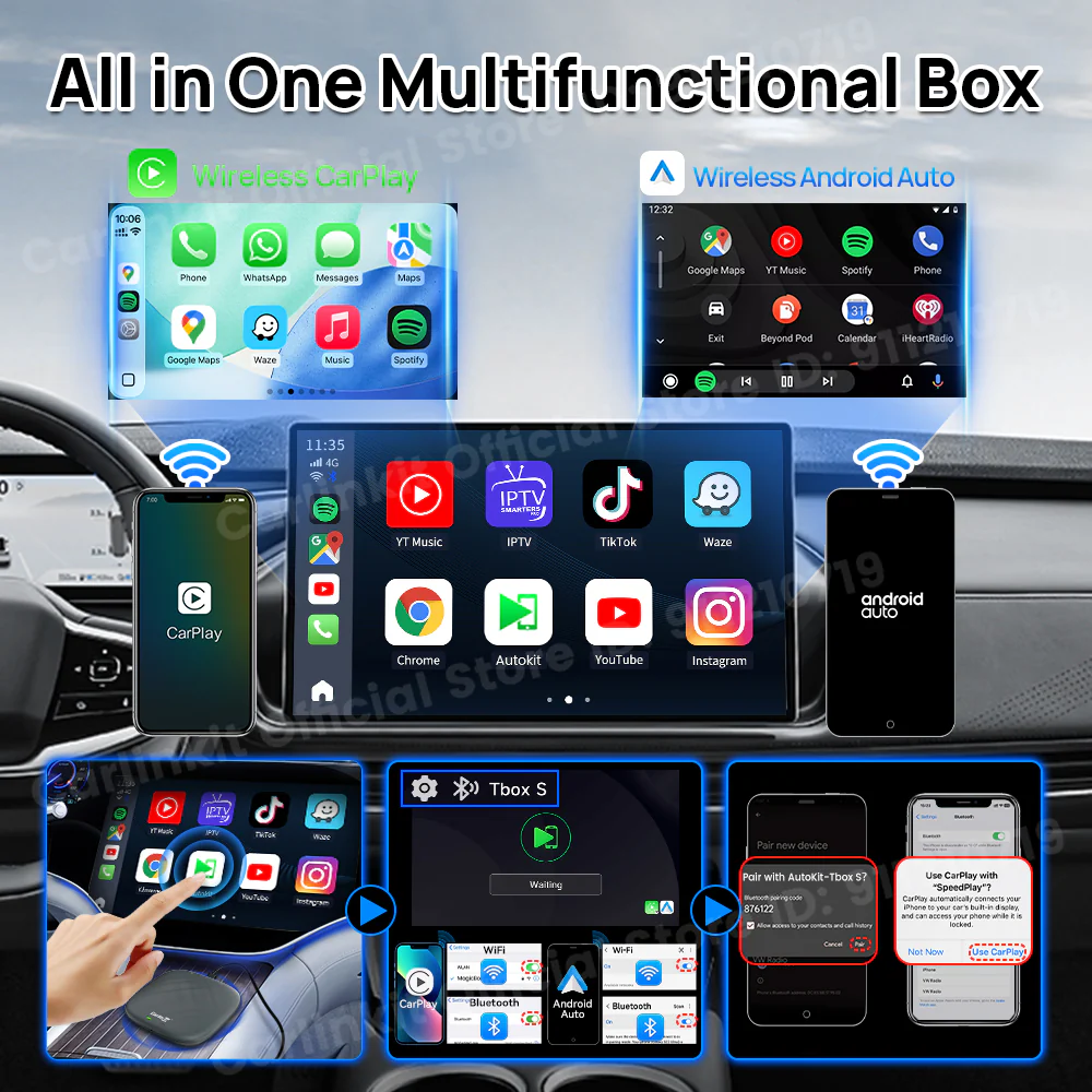 CarlinKit QCM 6115 Wireless CarPlay Android TV Ai Box For Netflix Wireless Android Auto Video Streaming Box 2.4&5Ghz Wifi BT FOTA Upgrade - Image 4
