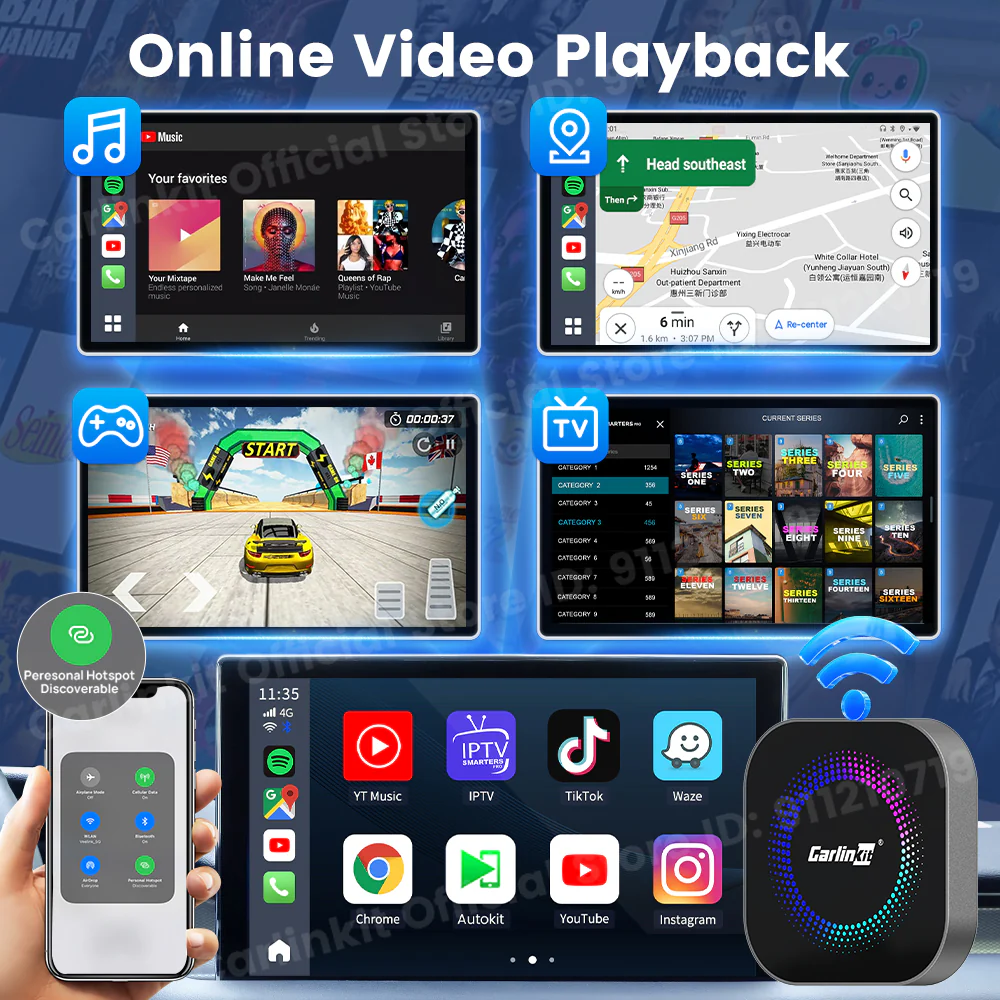CarlinKit TV Box S2F Android 13 CarPlay Ai Box SM6225 8 cores Wireless CarPlay Android Auto Video Streaming Box 4G LTE &WiFi GPS - Image 4