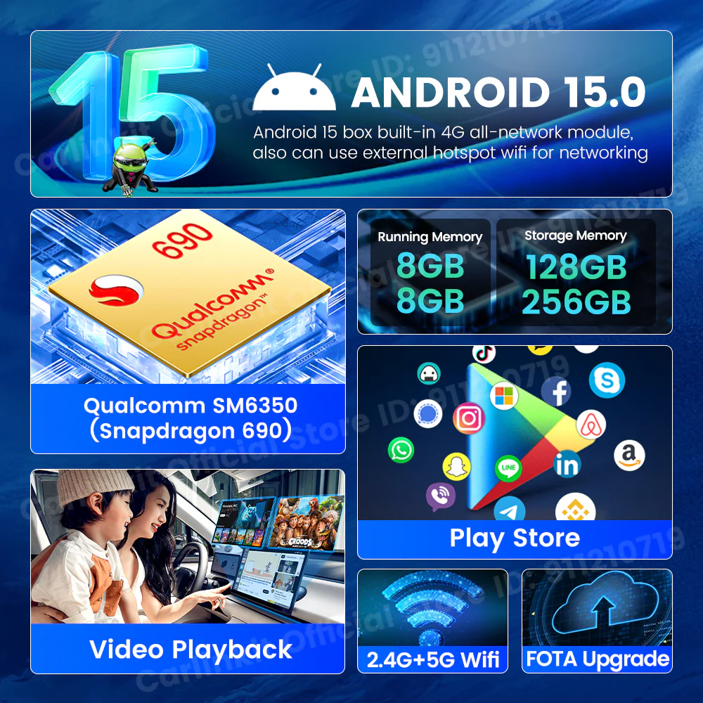 Carlinkit Ultra 2 Android 15 CarPlay Ai Box Wireless Android Auto Video Adapter Support Youtube Netflix TF SIM Card 128GB WiFi 6 - Image 3