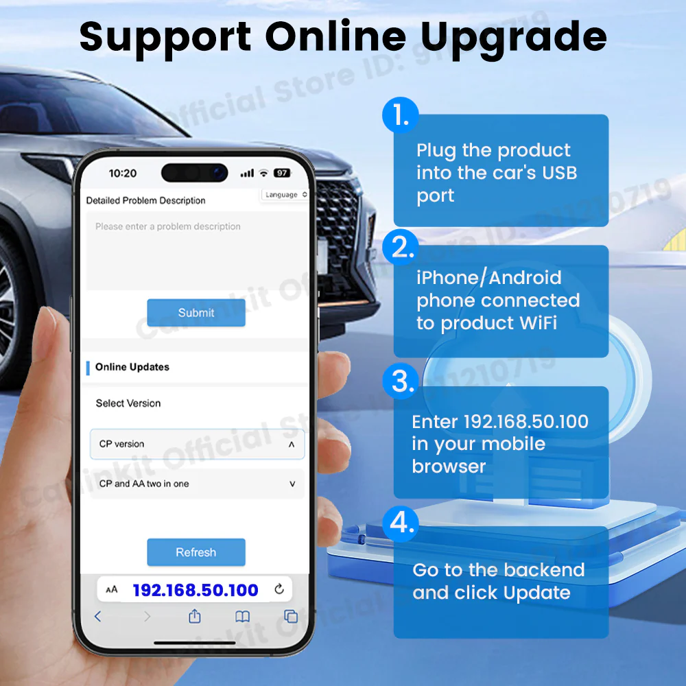 Carlinkit Wireless CarPlay & Android Auto Adapter - Mini Ultra 3 Convert OEM Wired to Wireless Dongle for iPhone & Android 11+, USB-A/Type-C Plug & Play, Fast Connection, Online Upgrade - Image 7