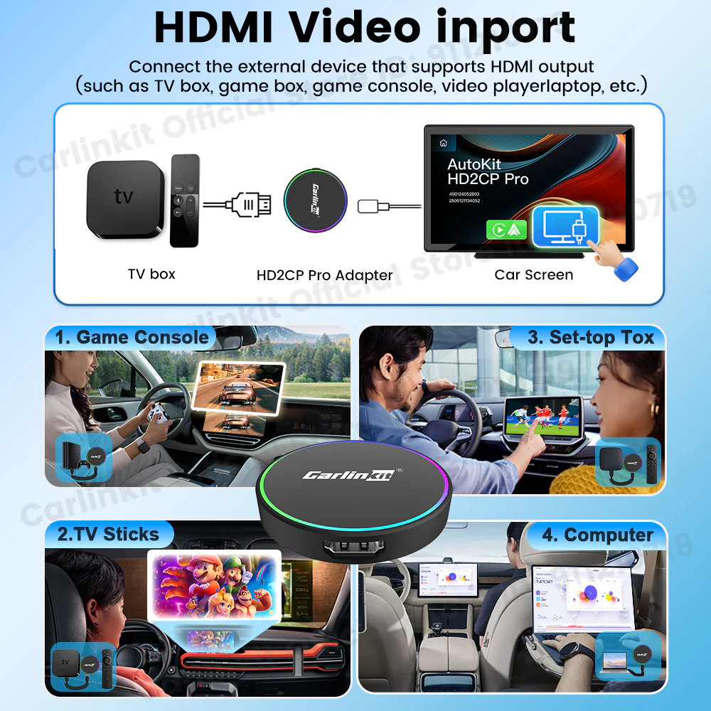 HD2CP Pro CarlinKit 3-In-1 Car Adapter Support HDMI Wireless CarPlay Wireless Android Auto HDMI Video Streaming Box Plug & Play - Image 4
