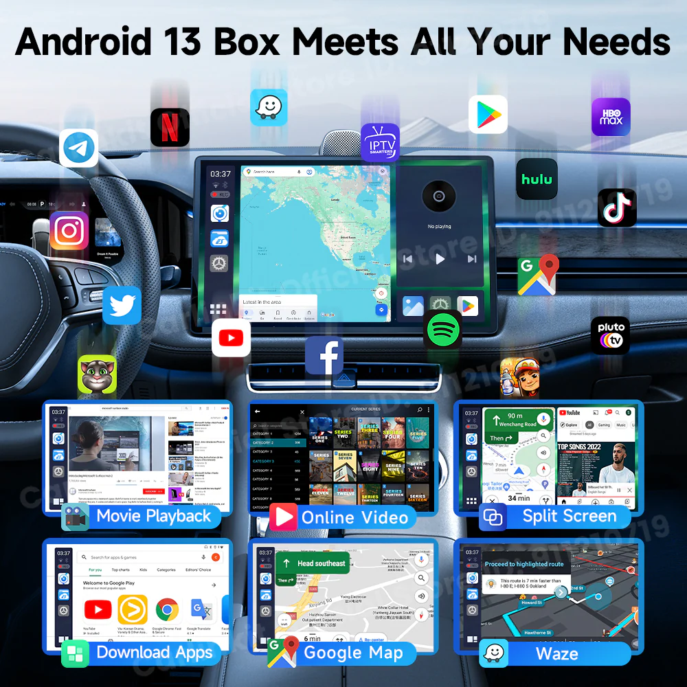 CarlinKit QCM 6125 Android 13 Wireless Carplay Al Box Android Auto HD Dash Cam 1080P 4G+64G YouTube Netflix Google Play Mini TV Box - Image 4