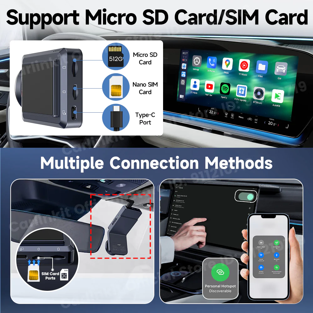 CarlinKit QCM 6125 Android 13 Wireless Carplay Al Box Android Auto HD Dash Cam 1080P 4G+64G YouTube Netflix Google Play Mini TV Box - Image 6
