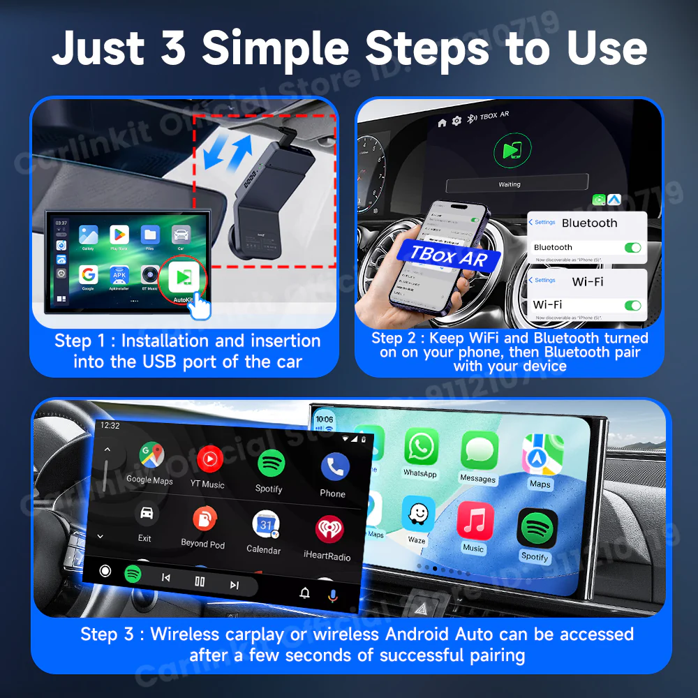 CarlinKit QCM 6125 Android 13 Wireless Carplay Al Box Android Auto HD Dash Cam 1080P 4G+64G YouTube Netflix Google Play Mini TV Box - Image 7
