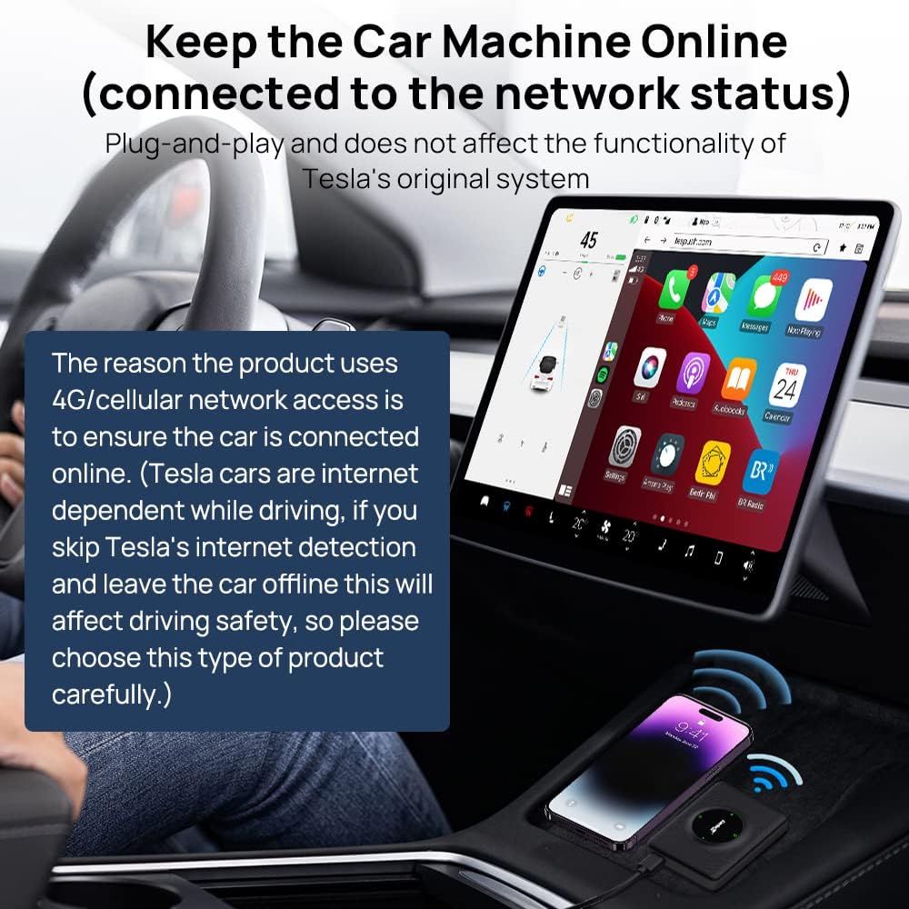 CarlinKit Wireless CarPlay Android auto Mini Box Adapter For Tesla Model 3/X/Y/S CarPlay Wireless Activator Navigation Spotify Siri iOS16 New - Image 4