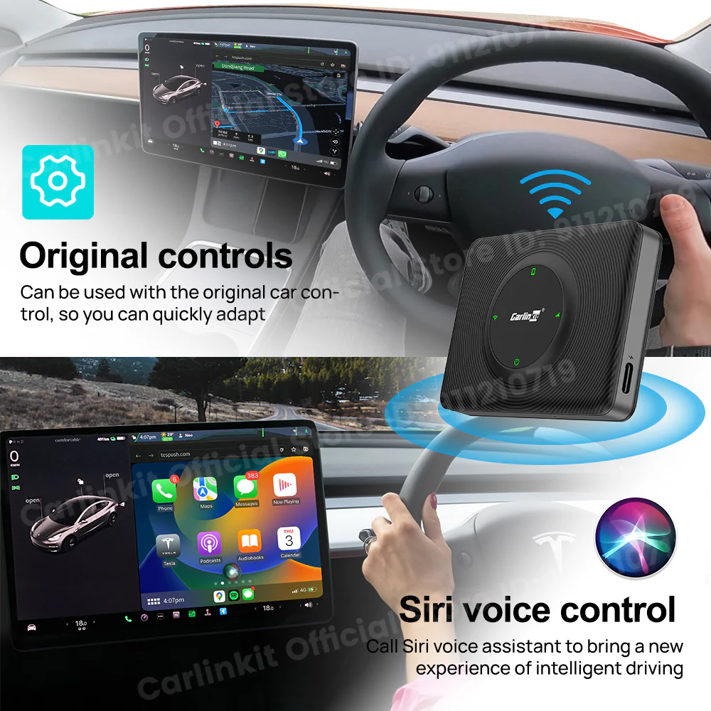CarlinKit Wireless CarPlay Android auto Mini Box Adapter For Tesla Model 3/X/Y/S CarPlay Wireless Activator Navigation Spotify Siri iOS16 New - Image 6
